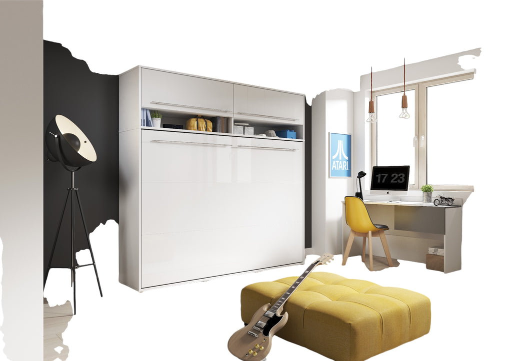 Schrankbett, C049 mit Aufsatzschrank, Schlaffläche 140x200cm, Farbe wählbar