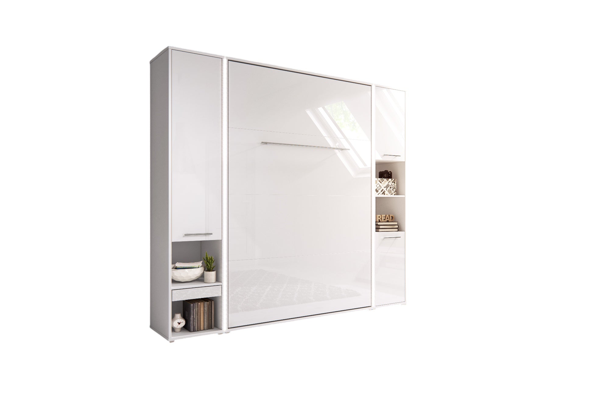 Schrankbett C0178 mit Seitenschränke, Schlaffläche 140x200cm, Farbe wählbar