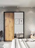 Kleiderschrank A-21, mit Spiegel. Breite 160 cm. Farbe Schwarz/Eiche Artisan