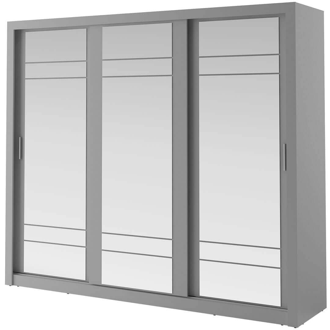 Kleiderschrank A-02, Schwebetürenschrank mit Spiegel. Breite 250 cm. Farbe wählbar