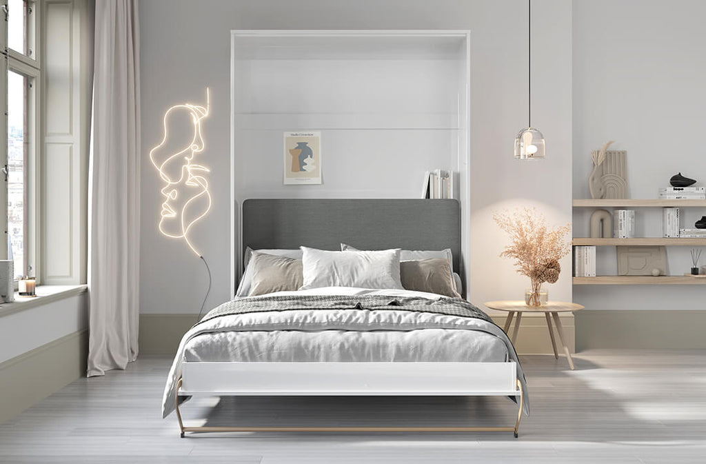 Schrankbett C01Z-H, Schlaffläche 140x200cm mit gepolstertem Rückenteil- Farbe wählbar