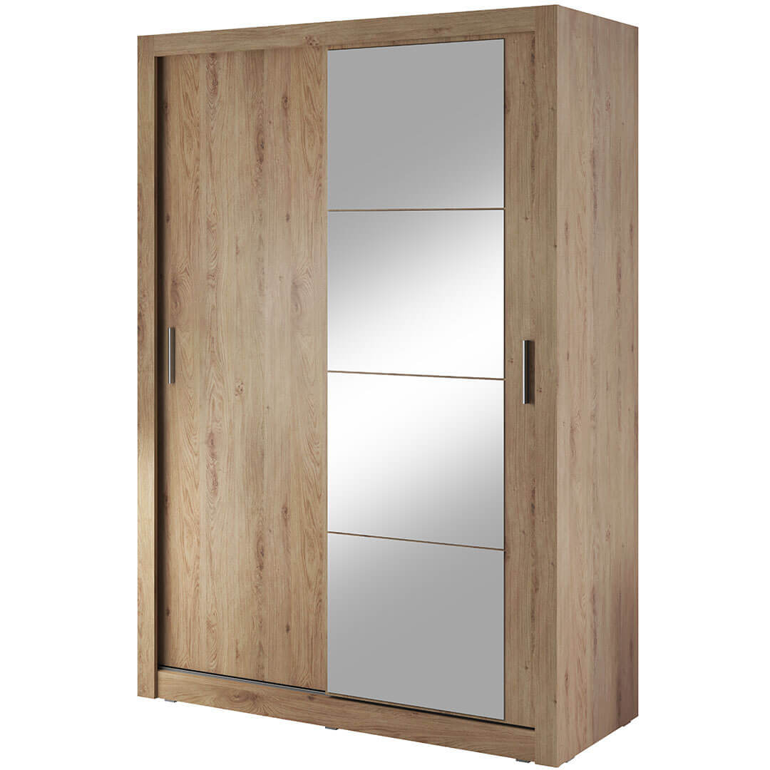 Kleiderschrank A-04, Schwebetürenschrank mit Spiegel. Breite 150 cm. Farbe wählbar