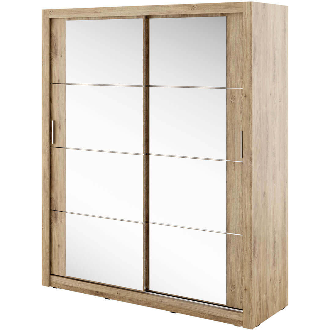 Kleiderschrank A-03, Schwebeturenschrank mit Spiegel, Breite 180 cm , Farbe wählbar