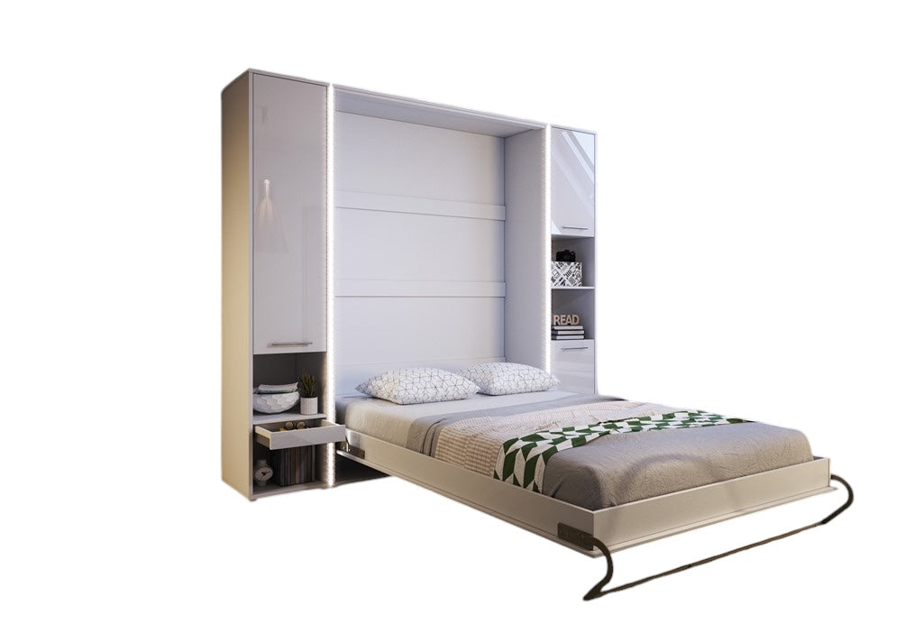 Schrankbett C0378 mit Seitenschränke, Schlaffläche 90x200cm, Farbe wählbar