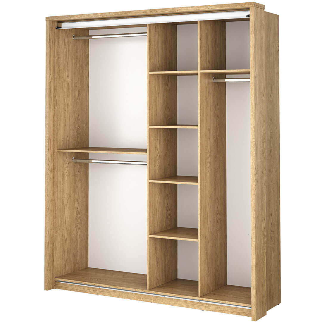 Kleiderschrank A-17, Schwebetürenschrank mit Spiegel. Breite 180 cm. Farbe wählbar