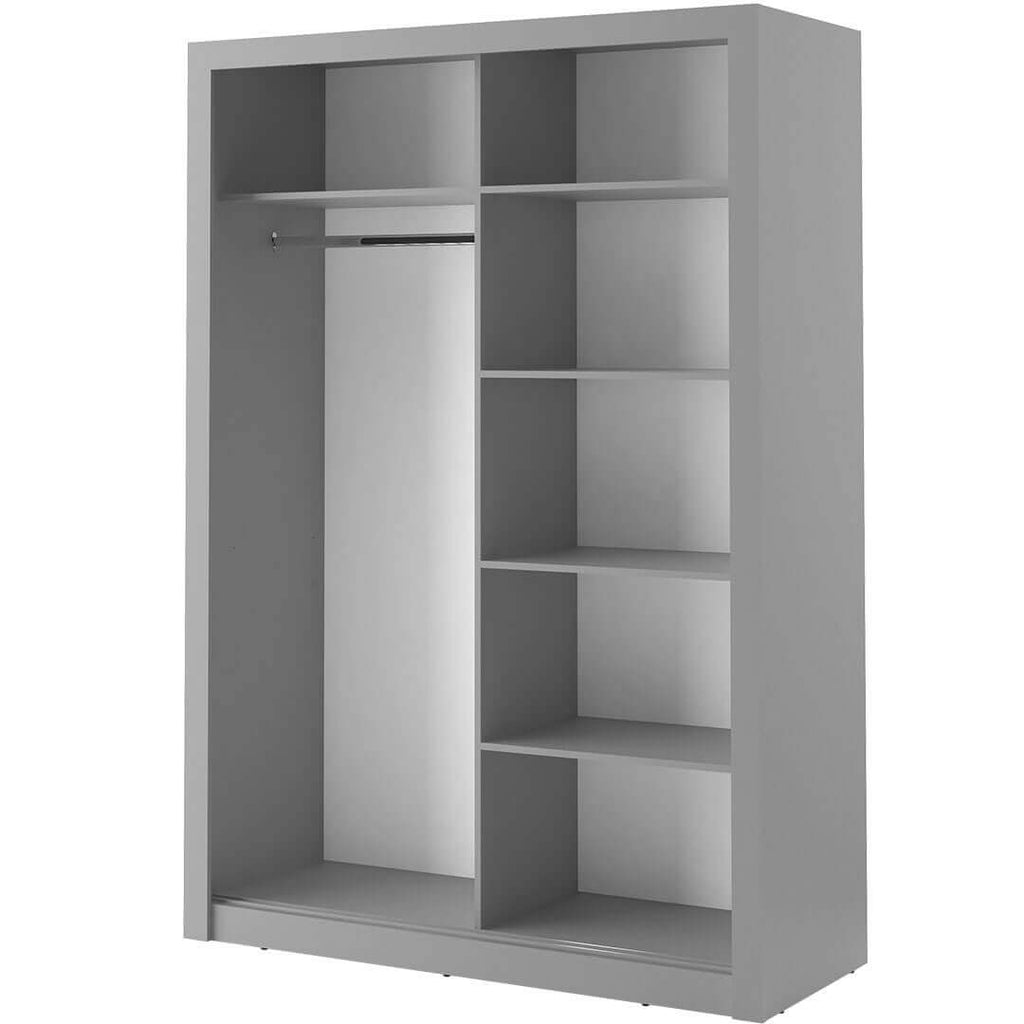 Kleiderschrank A-04, Schwebetürenschrank mit Spiegel. Breite 150 cm. Farbe wählbar