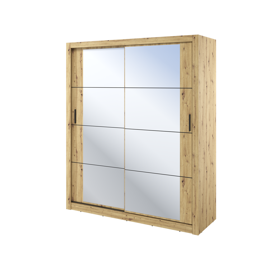 Kleiderschrank A-03, Schwebeturenschrank mit Spiegel, Breite 180 cm , Farbe wählbar