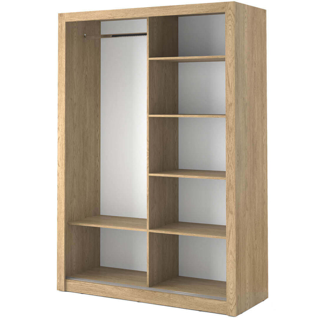 Kleiderschrank A-04, Schwebetürenschrank mit Spiegel. Breite 150 cm. Farbe wählbar