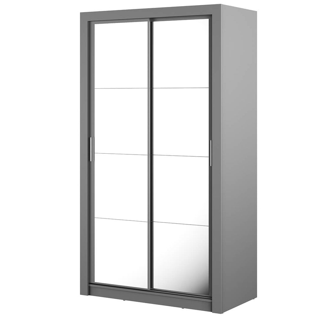 Kleiderschrank A-19, Schwebetürenschrank mit Spiegel. Breite 120 cm. Farbe wählbar