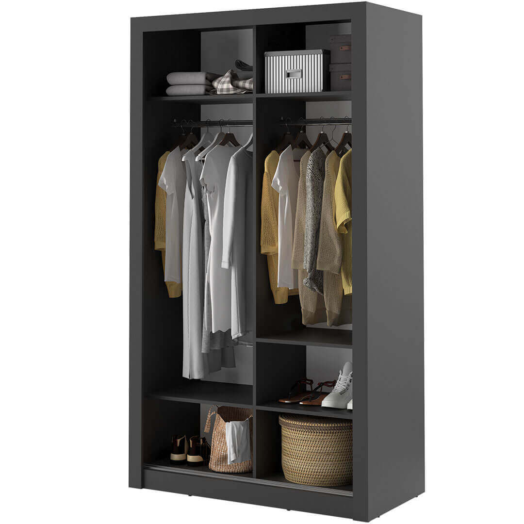 Kleiderschrank A-06, Schwebetürenschrank mit Spiegel. Breite 120cm. Farbe wählbar