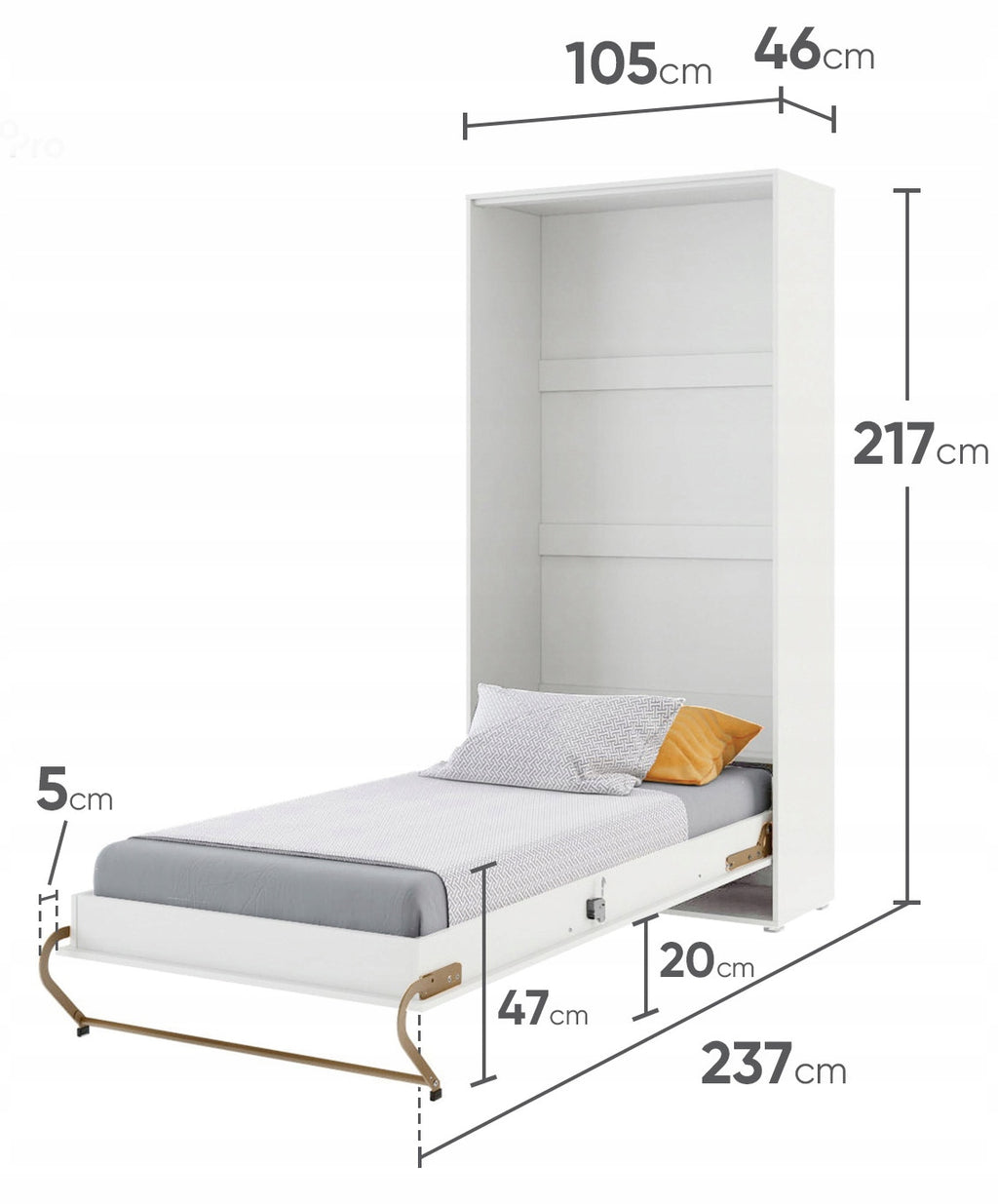 Schrankbett C0378 mit Seitenschränke, Schlaffläche 90x200cm, Farbe wählbar