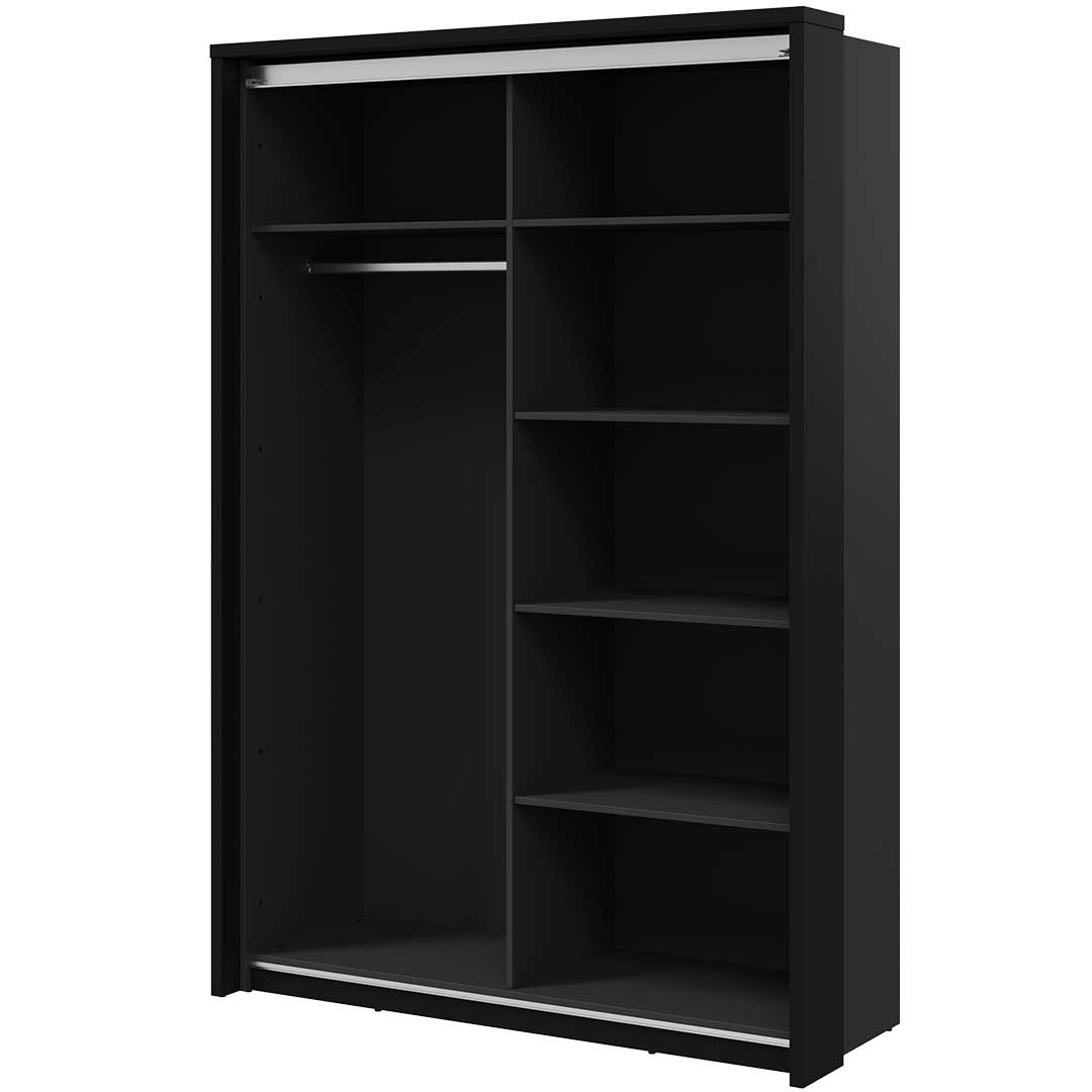 Kleiderschrank A-21, mit Spiegel. Breite 160 cm. Farbe Schwarz/Eiche Artisan