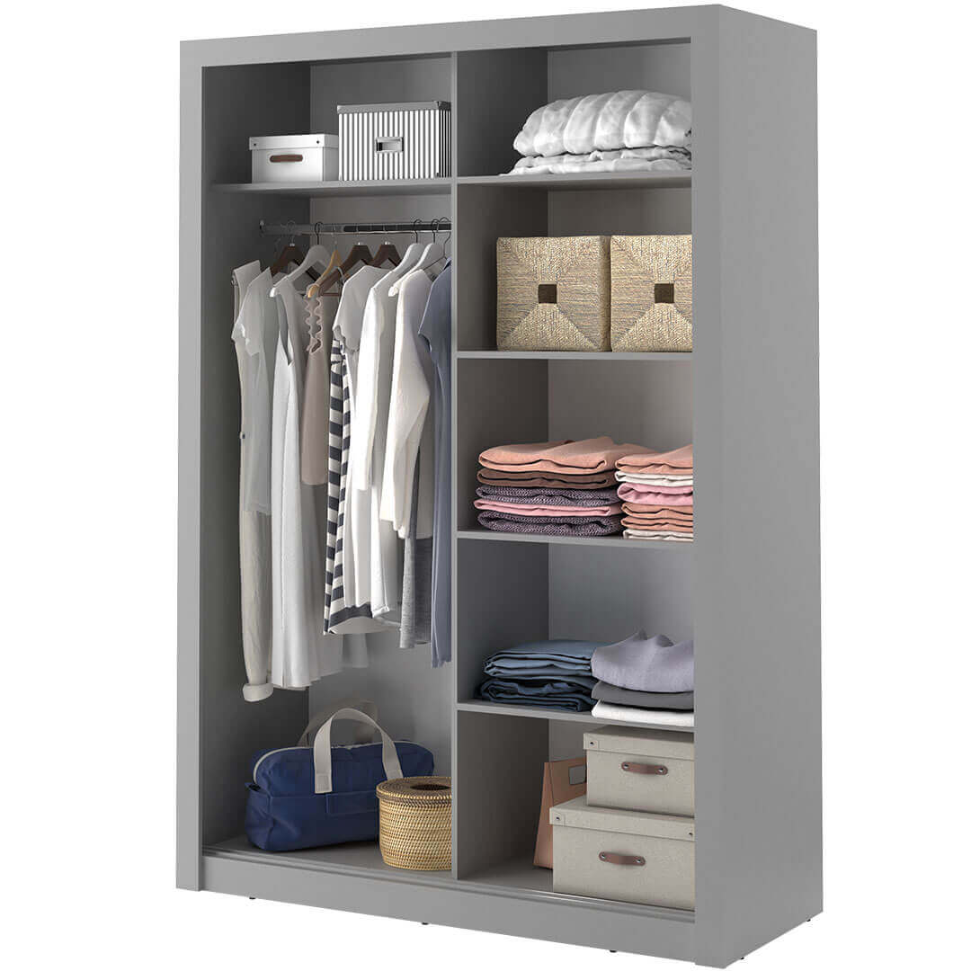 Kleiderschrank A-04, Schwebetürenschrank mit Spiegel. Breite 150 cm. Farbe wählbar