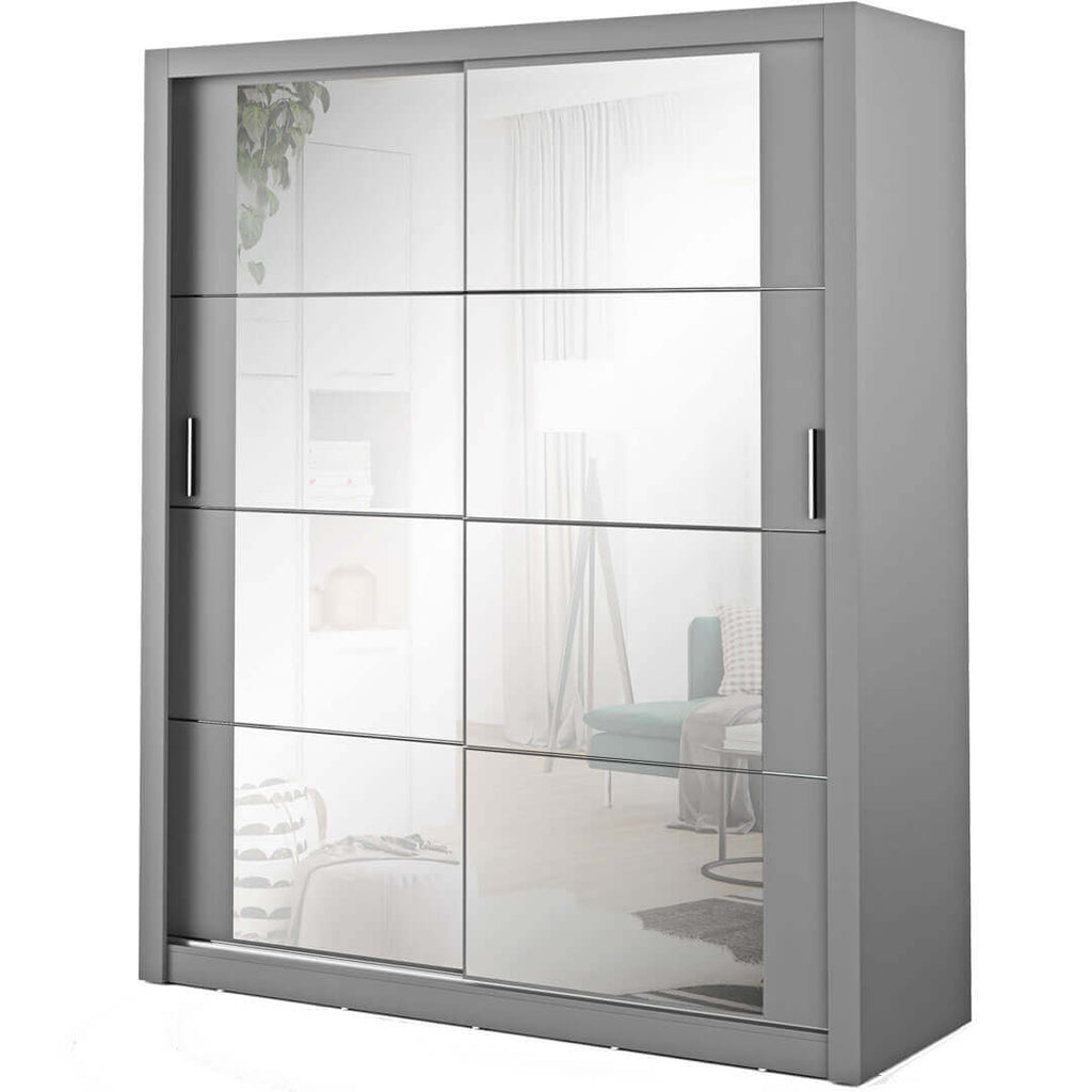 Kleiderschrank A-03, Schwebeturenschrank mit Spiegel, Breite 180 cm , Farbe wählbar