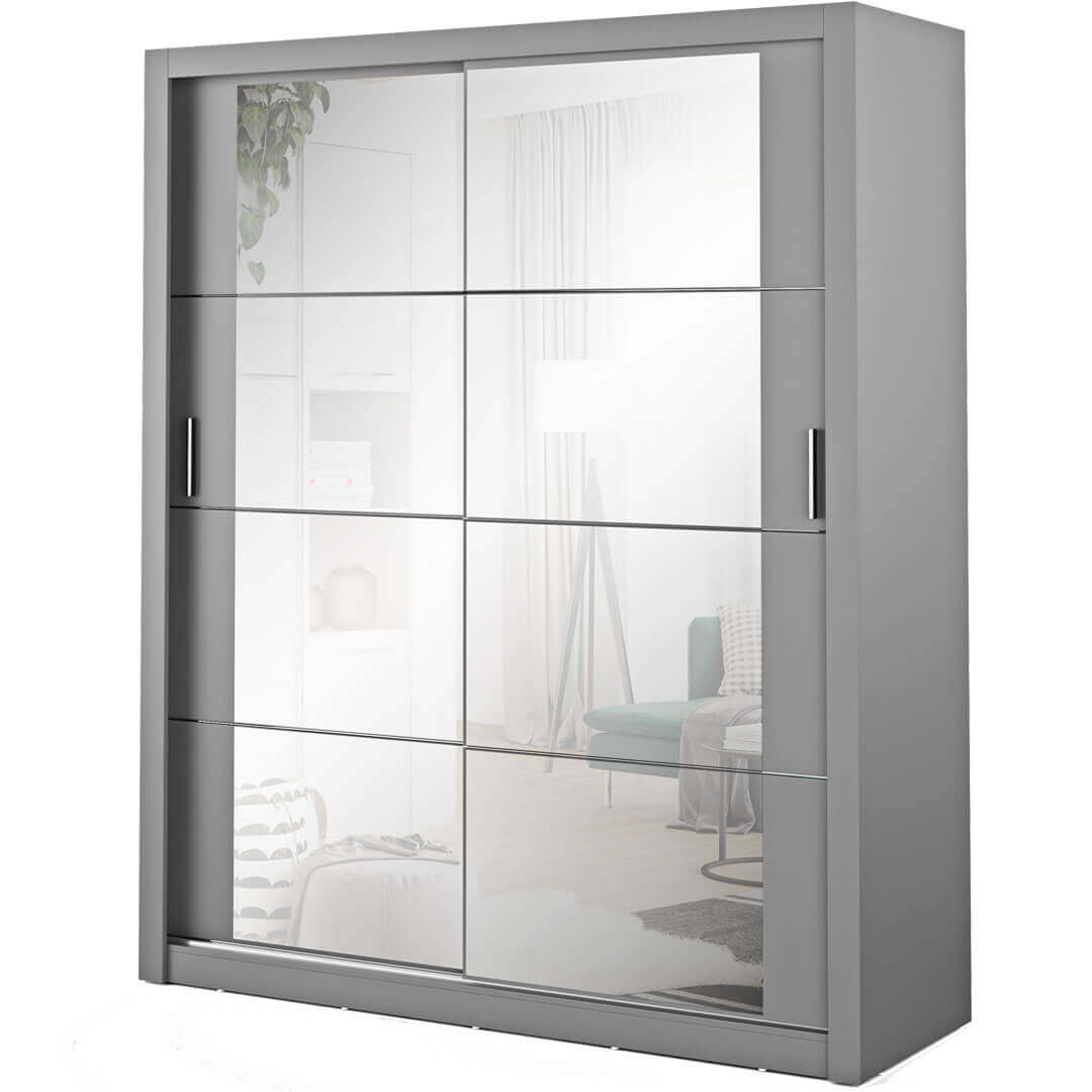 Kleiderschrank A-03, Schwebeturenschrank mit Spiegel, Breite 180 cm , Farbe wählbar