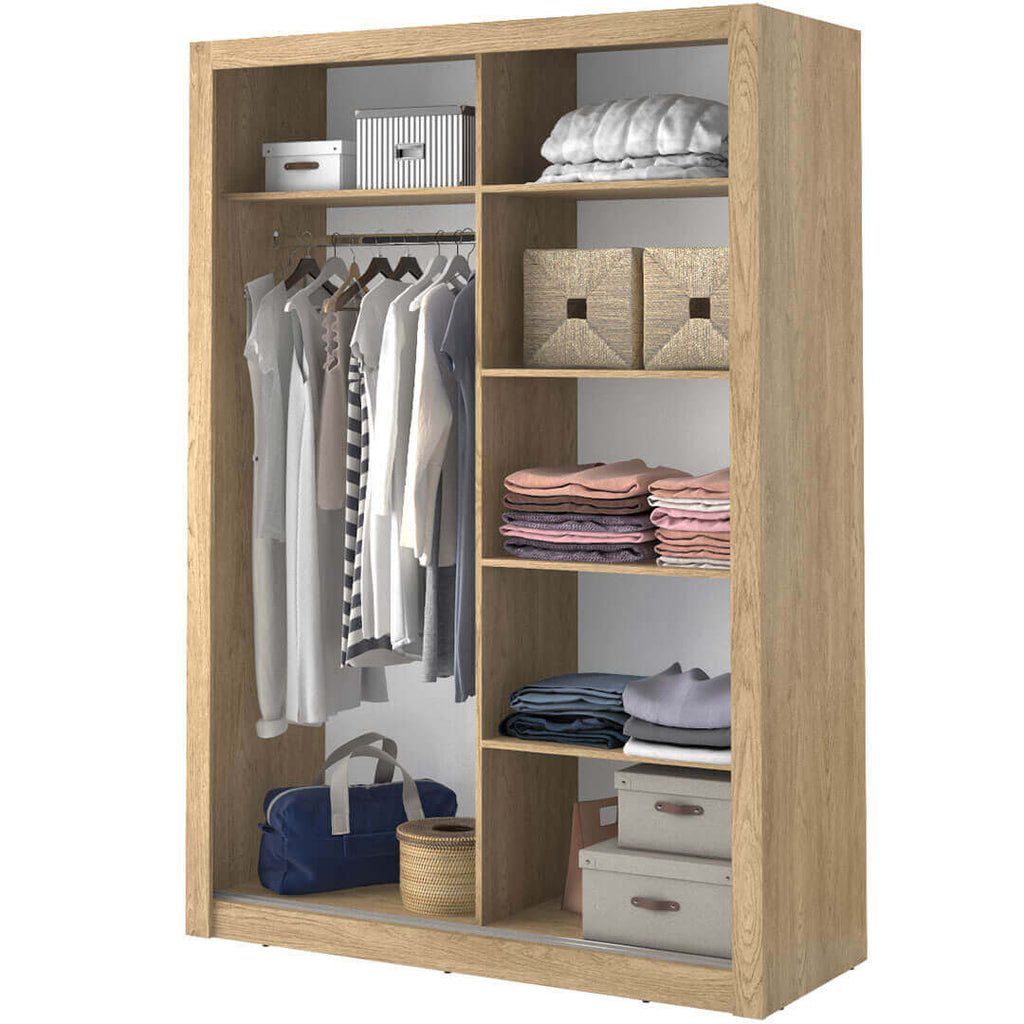 Kleiderschrank A-04, Schwebetürenschrank mit Spiegel. Breite 150 cm. Farbe wählbar