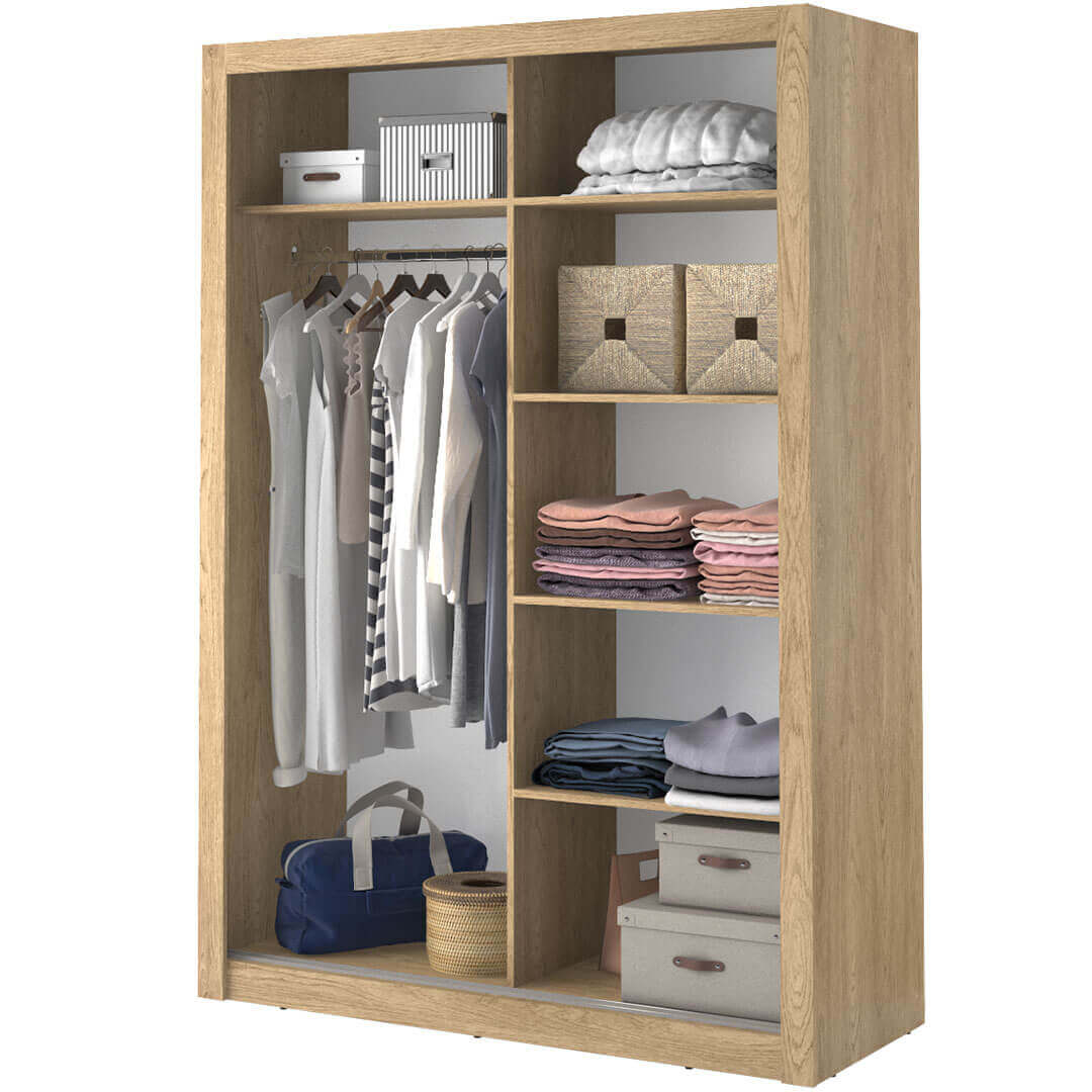 Kleiderschrank A-04, Schwebetürenschrank mit Spiegel. Breite 150 cm. Farbe wählbar