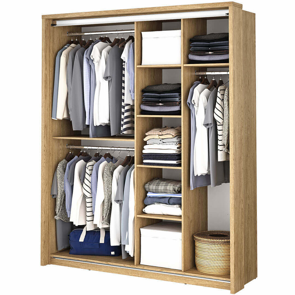 Kleiderschrank A-17, Schwebetürenschrank mit Spiegel. Breite 180 cm. Farbe wählbar