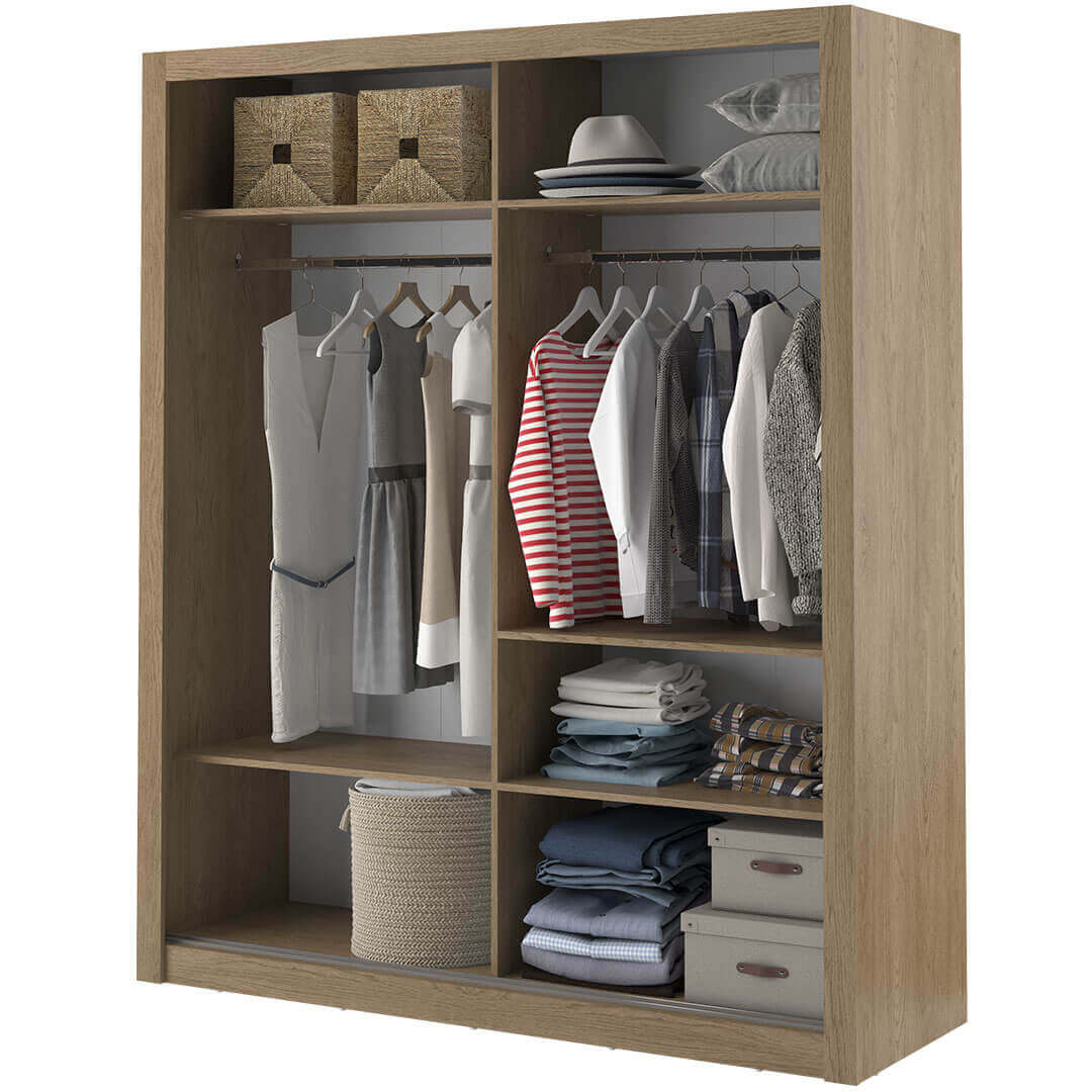 Kleiderschrank A-03, Schwebeturenschrank mit Spiegel, Breite 180 cm , Farbe wählbar