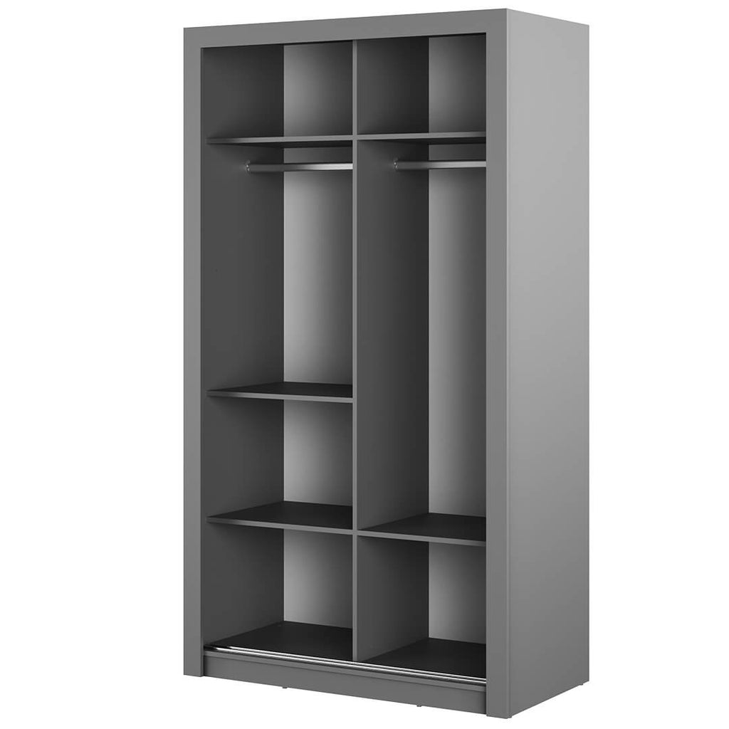 Kleiderschrank A-19, Schwebetürenschrank mit Spiegel. Breite 120 cm. Farbe wählbar