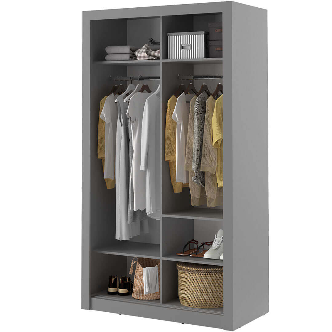 Kleiderschrank A-06, Schwebetürenschrank mit Spiegel. Breite 120cm. Farbe wählbar