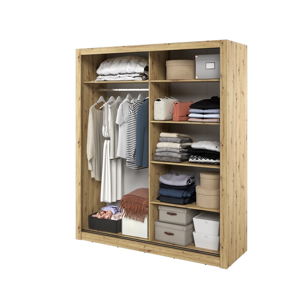 Kleiderschrank A-03, Schwebeturenschrank mit Spiegel, Breite 180 cm , Farbe wählbar