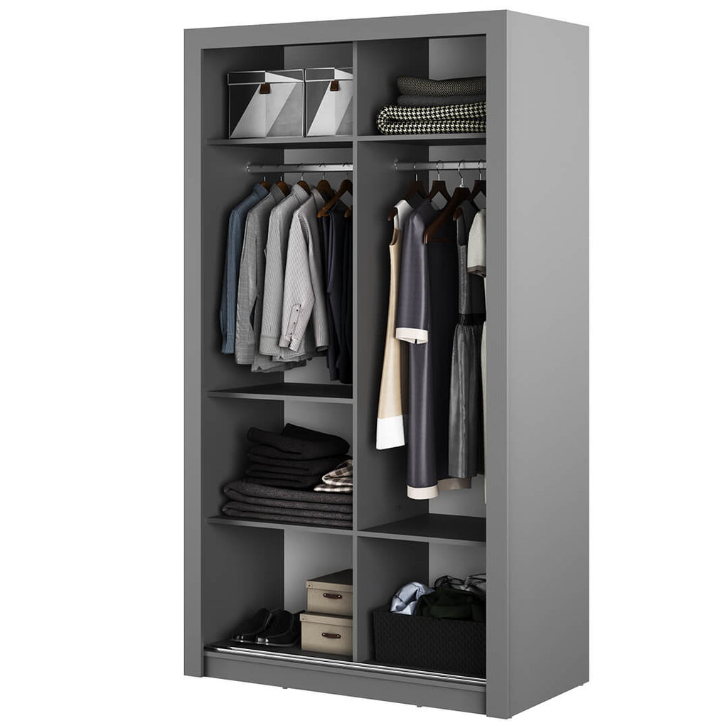 Kleiderschrank A-19, Schwebetürenschrank mit Spiegel. Breite 120 cm. Farbe wählbar