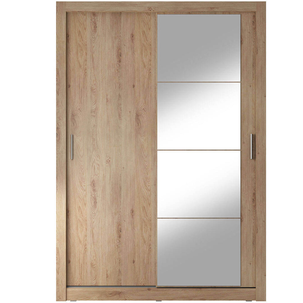 Kleiderschrank A-04, Schwebetürenschrank mit Spiegel. Breite 150 cm. Farbe wählbar