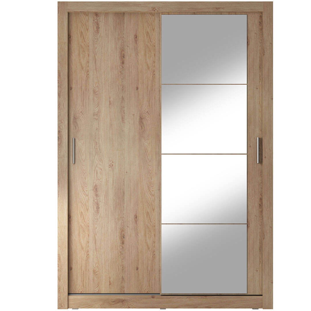 Kleiderschrank A-04, Schwebetürenschrank mit Spiegel. Breite 150 cm. Farbe wählbar