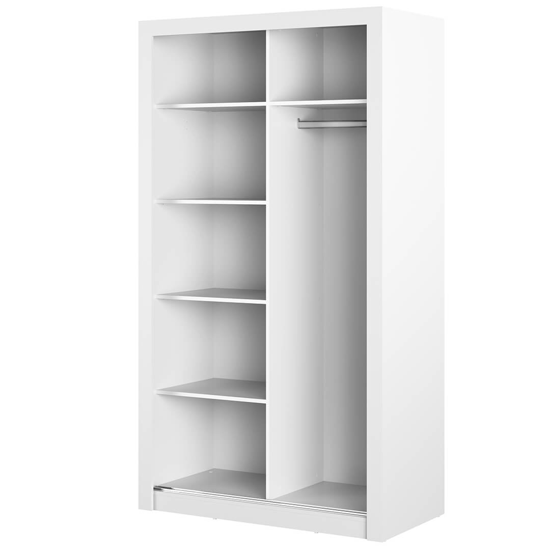 Kleiderschrank A-19, Schwebetürenschrank mit Spiegel. Breite 120 cm. Farbe wählbar