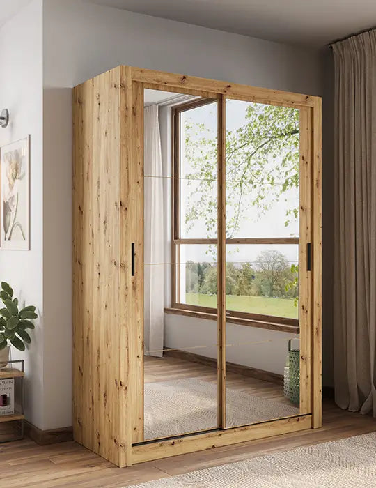 Kleiderschrank , A-18 Schwebetürenschrank mit Spiegel. Breite 150 cm. Farbe wählbar