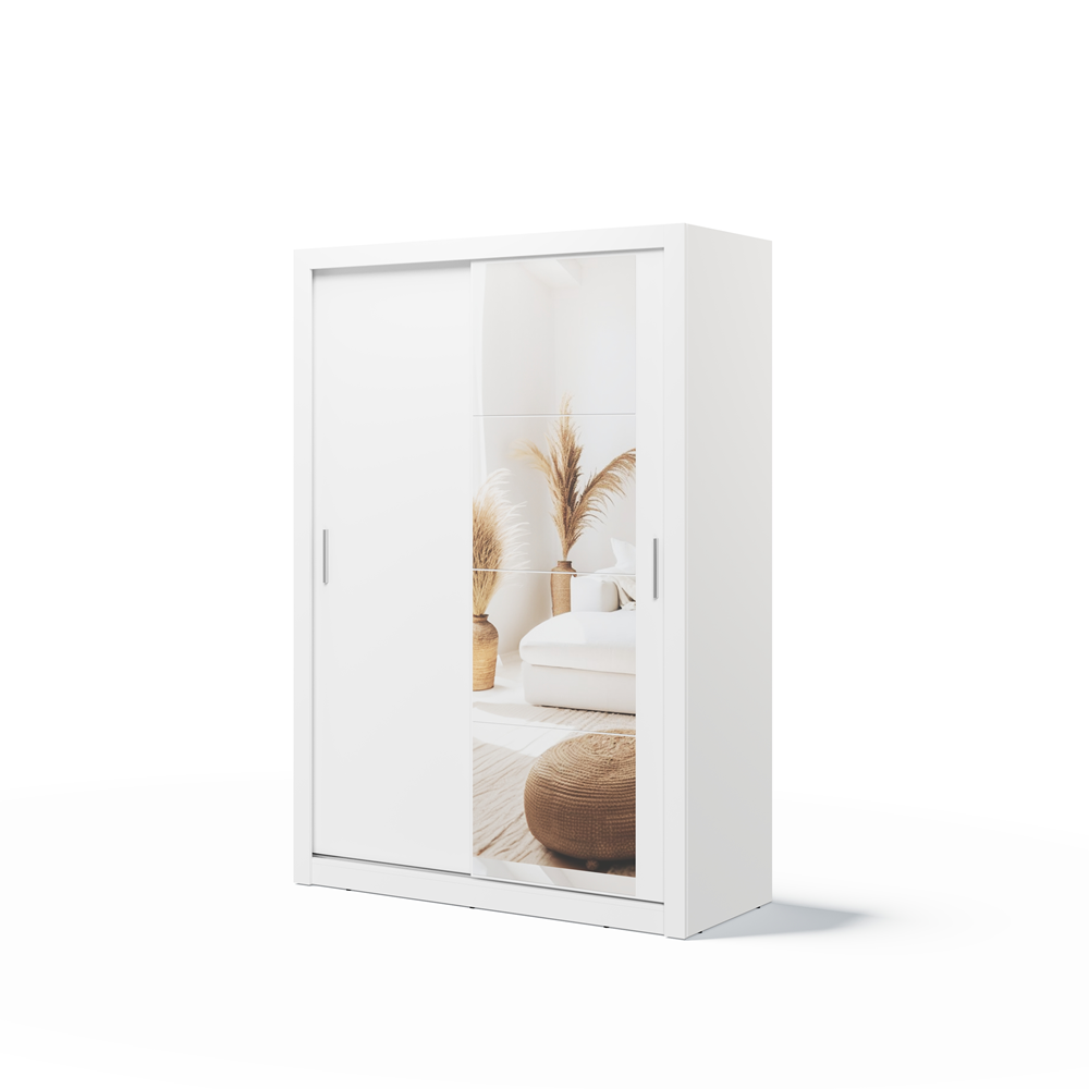 Kleiderschrank A-04, Schwebetürenschrank mit Spiegel. Breite 150 cm. Farbe wählbar