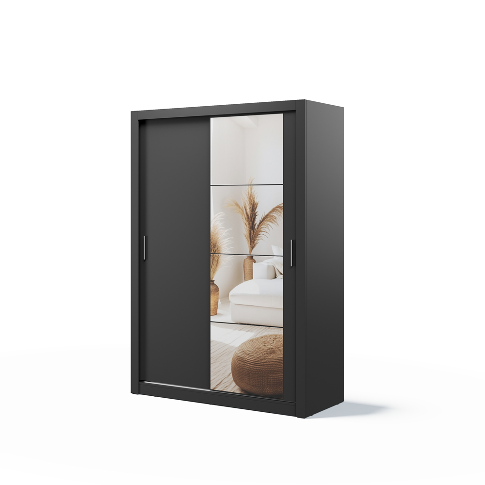 Kleiderschrank A-04, Schwebetürenschrank mit Spiegel. Breite 150 cm. Farbe wählbar