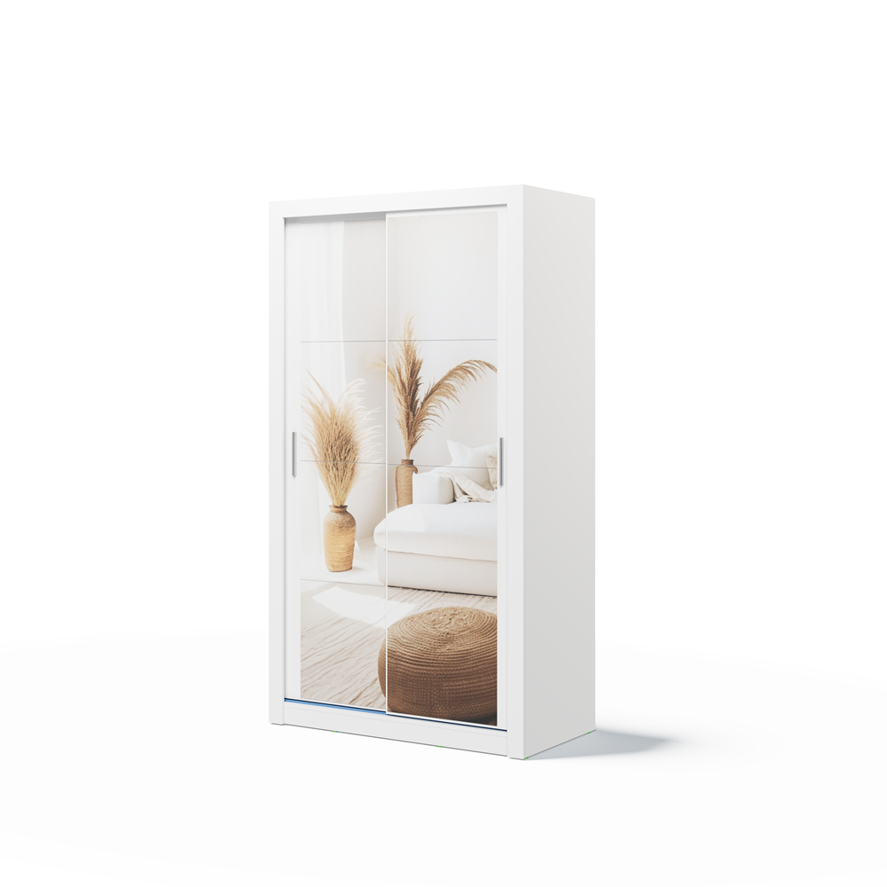 Kleiderschrank A-19, Schwebetürenschrank mit Spiegel. Breite 120 cm. Farbe wählbar