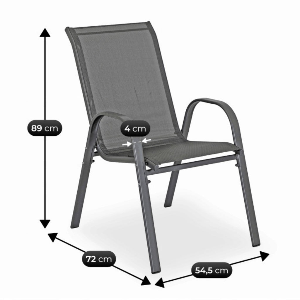 Gartenmöbel Set EL-NEBRA, Farbe  Grau,  6 Stühle mit  Esstisch und  Terrasse Sonnenschirm