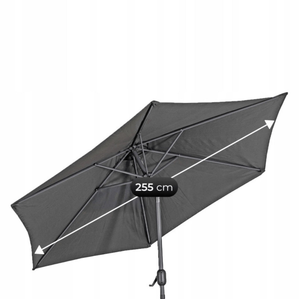Gartenmöbel Set EL-NEBRA, Farbe  Grau,  6 Stühle mit  Esstisch und  Terrasse Sonnenschirm