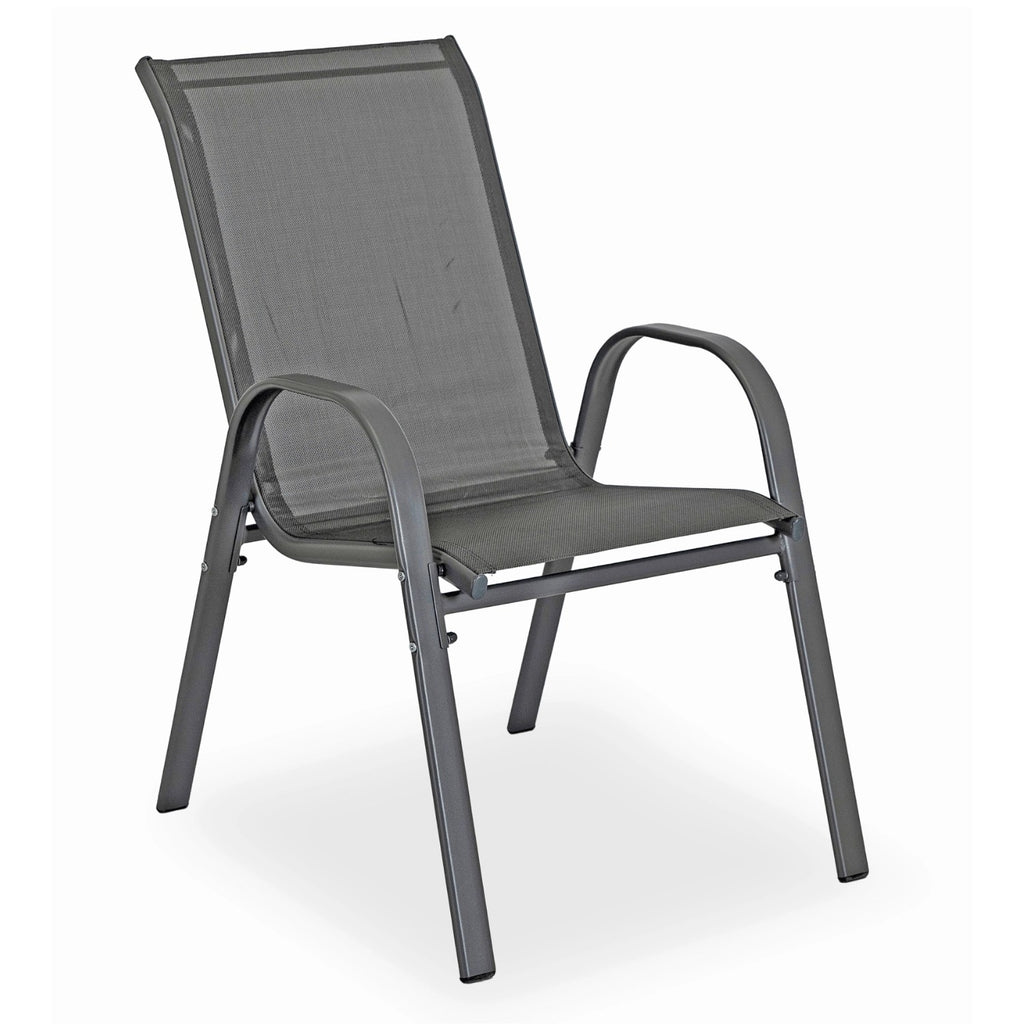 Gartenmöbel Set EL-NEBRA, Farbe  Grau,  6 Stühle mit  Esstisch und  Terrasse Sonnenschirm