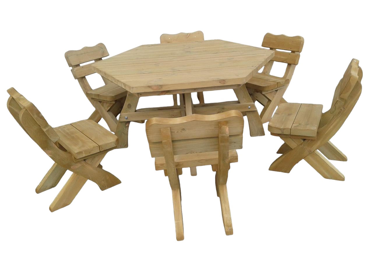 Gartenmöbel AR-6K, Holzgartenmöbel, Tisch mit 6 Sitzstühle, Optional für 6 Personen