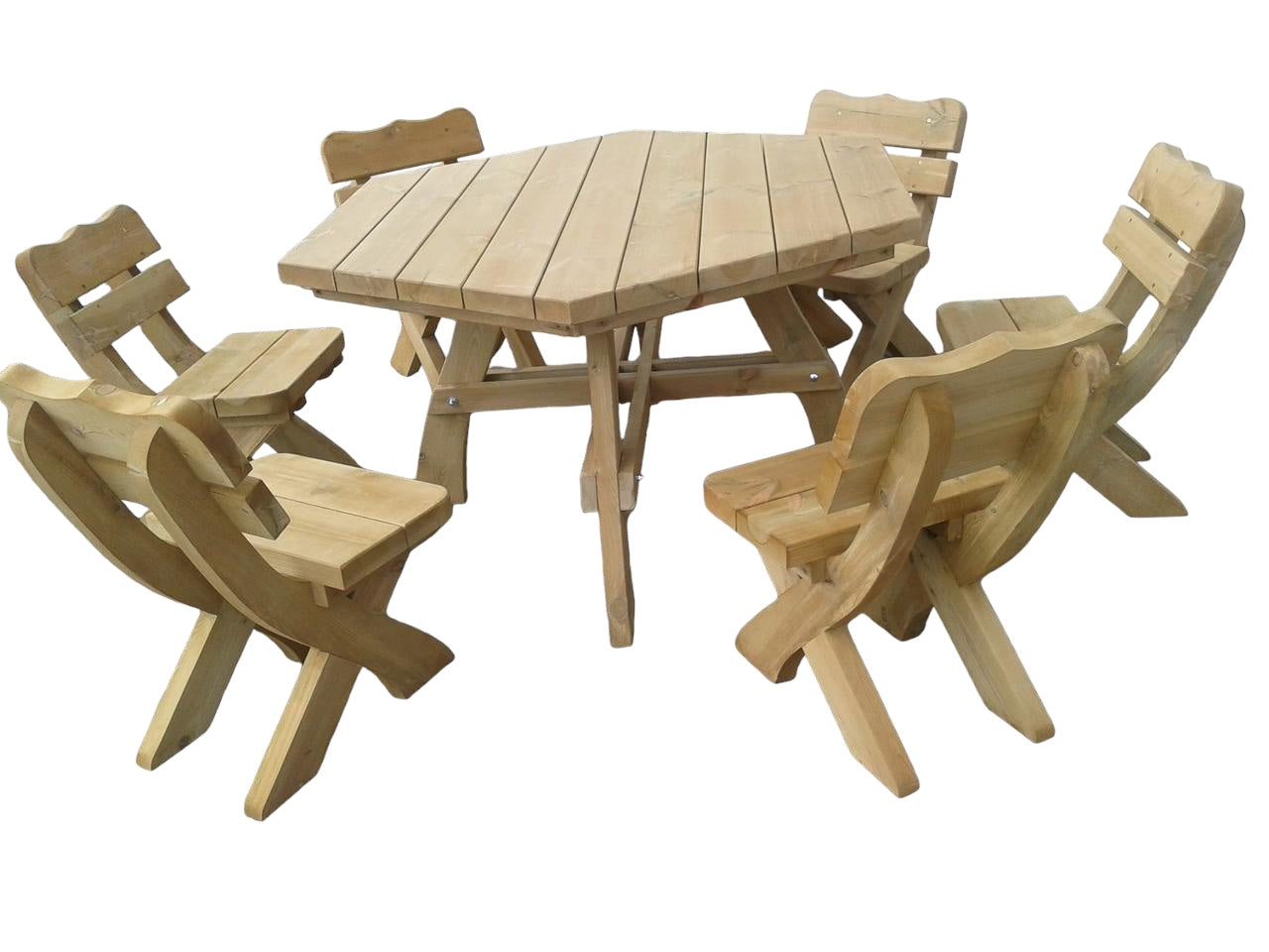 Gartenmöbel AR-6K, Holzgartenmöbel, Tisch mit 6 Sitzstühle, Optional für 6 Personen