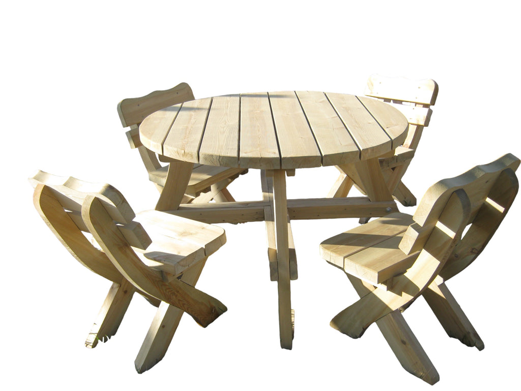 Gartenmöbel AR-4, Holzgartenmöbel, Tisch mit 4 Sitzstühle, Optional für 4 Personen