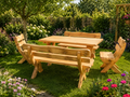 Gartenmöbel 170, Holzgartenmöbel, Tisch 170cm + 2 x Bank + 2 x Stuhl
