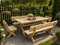 Gartenmöbel OI 2 + 2, Holzgartenmöbel, Tisch 180cm + 2 x Bank + 2 x Stuhl