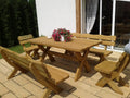 Gartenmöbel IM, Holzgartenmöbel, Tisch 180cm + 2 x Bank + 2 x Stuhl