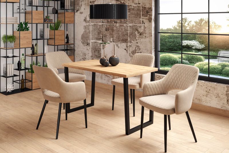 Essgruppe A59, Tischgruppe, Esszimmer Set , Esstisch mit 4 Stühlen-Farbe wählbar