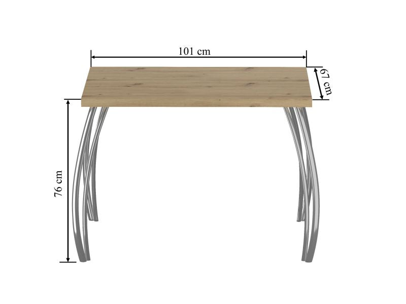 Esstisch ST-B+II , 101x67x76 cm , Farbe Eiche Artisan/Chrom