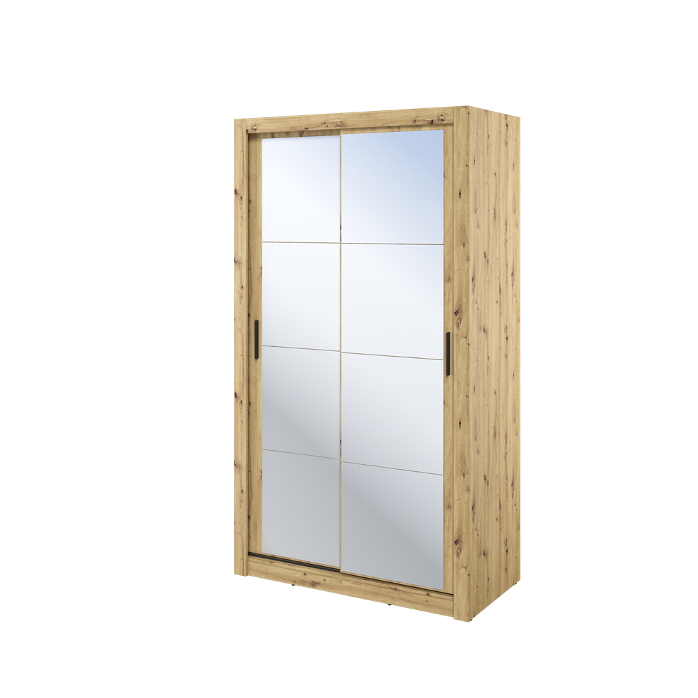 Kleiderschrank A-19, Schwebetürenschrank mit Spiegel. Breite 120 cm. Farbe wählbar