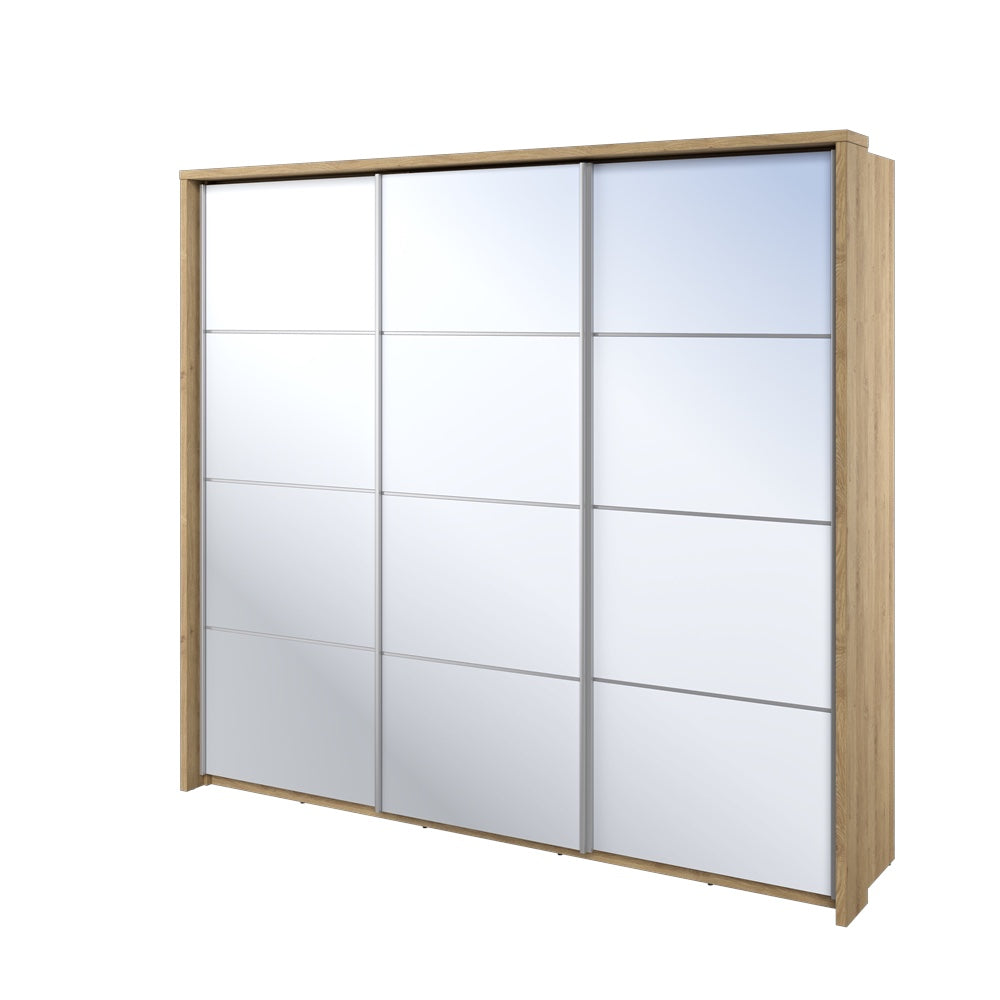 Kleiderschrank , -27 mit Spiegel. Breite 240 cm. Farbe Eiche Shetland
