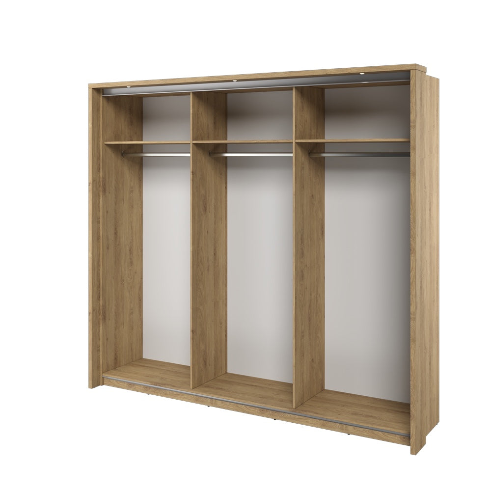 Kleiderschrank , -27 mit Spiegel. Breite 240 cm. Farbe Eiche Shetland