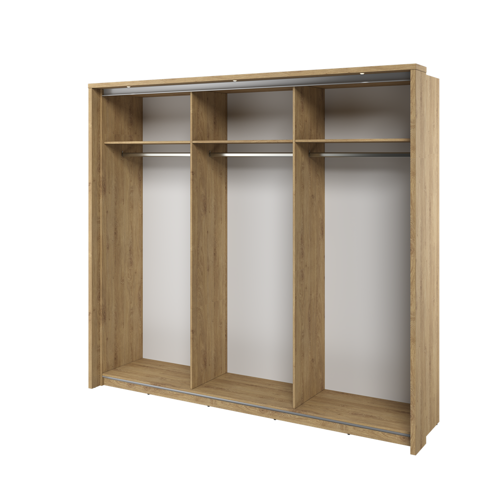 Kleiderschrank , -27 mit Spiegel. Breite 240 cm. Farbe Eiche Shetland
