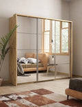 Kleiderschrank , -27 mit Spiegel. Breite 240 cm. Farbe Eiche Shetland